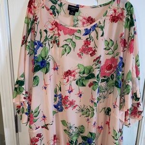 Liz Claiborne Pink Floral Gingham Garden Blouse Sz. 3X